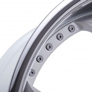 mecxtreme3 one piece wheel in Satin White with Stainless Steel Lip