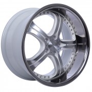 mecxtreme3 one piece wheel in Satin White with Stainless Steel Lip
