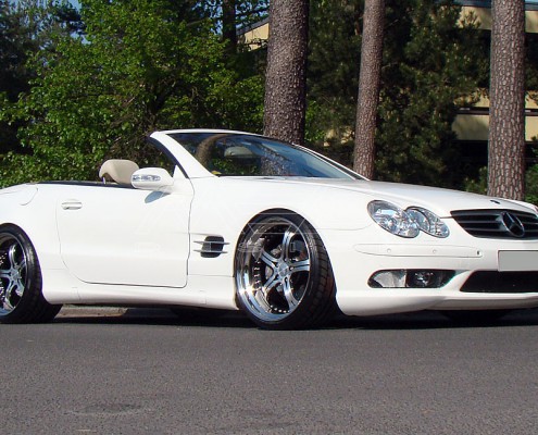 R230 SL Roadster Mercedes Tuning AMG Bodykit Felgen Auspuff Spurverbreiterung Carbon