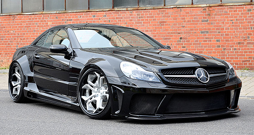 R230 SL Roadster Mercedes Tuning AMG Bodykit Felgen Auspuff Spurverbreiterung Carbon