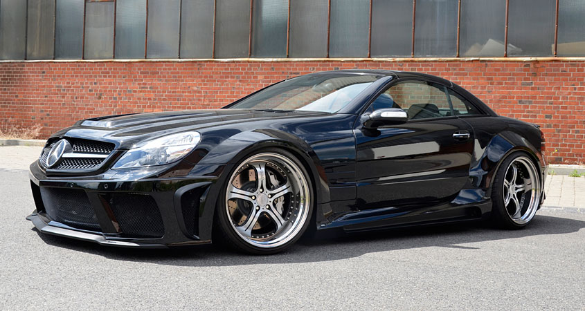 R230 SL Roadster Mercedes Tuning AMG Bodykit Felgen Auspuff Spurverbreiterung Carbon