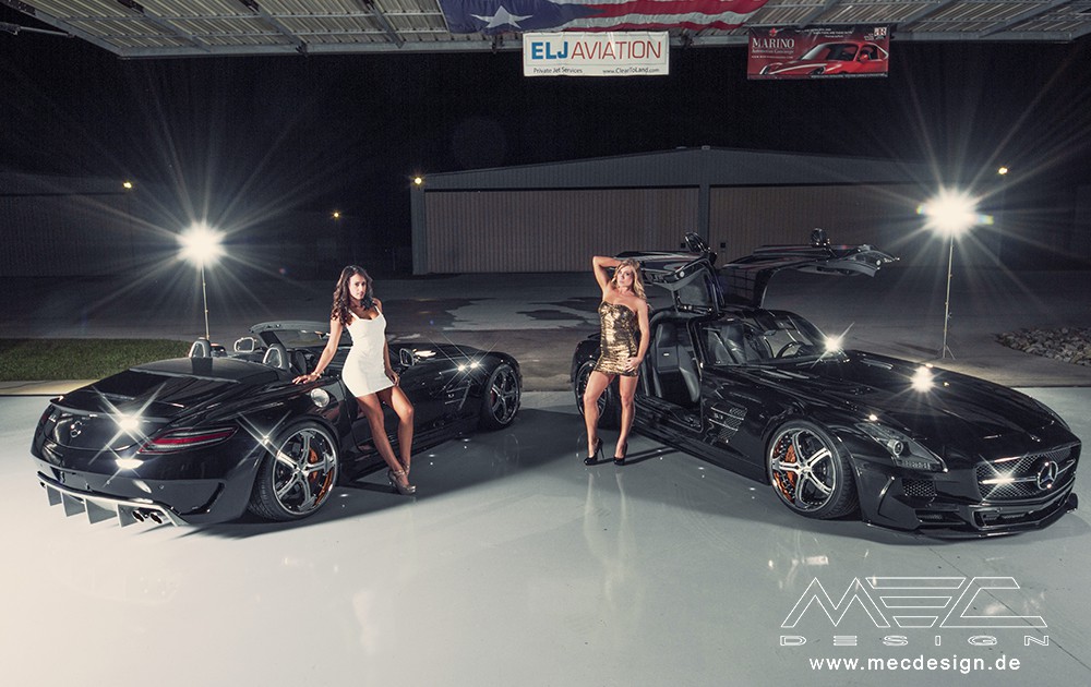 Model Photoshooting - SLS Class mit "GTSLS C197 Mercedes Tuning AMG Bodykit Felgen Auspuff Spurverbreiterung Carbon3" Diffusor and Rear Spoiler in Carbon finish