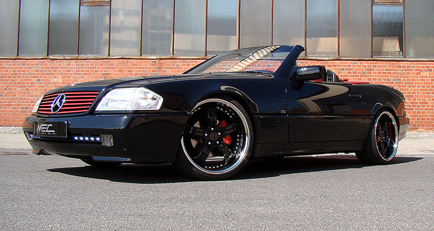 R129 SL Roadster Mercedes Tuning AMG Bodykit Felgen Auspuff Spurverbreiterung Carbon